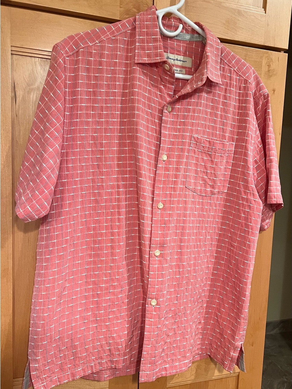 Tommy Bahama Men's Coral Short-Sleeve Button-Up Shirt w/ Windowpane Check Medium